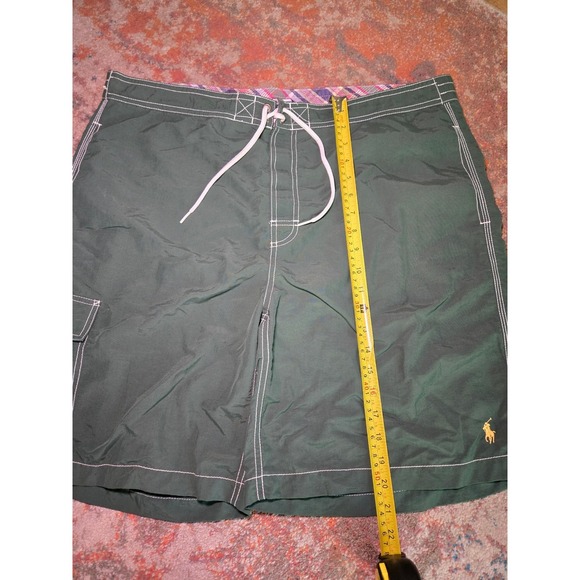 Polo Ralph Lauren XL Green Swim Trunks Shorts Plaid Lined Pocket - Picture 4 of 5